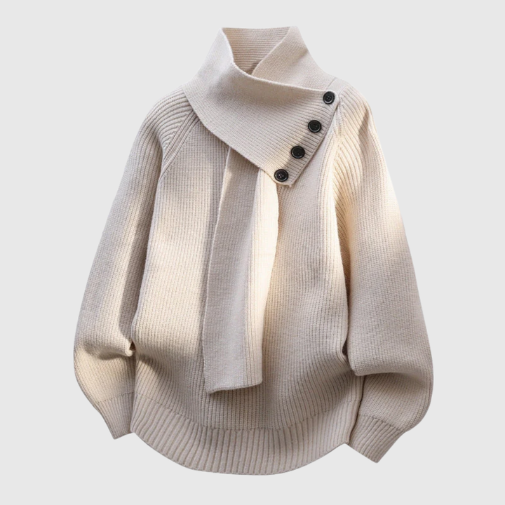 ARIELLE | DRAPED SCARF-NECK SWEATER