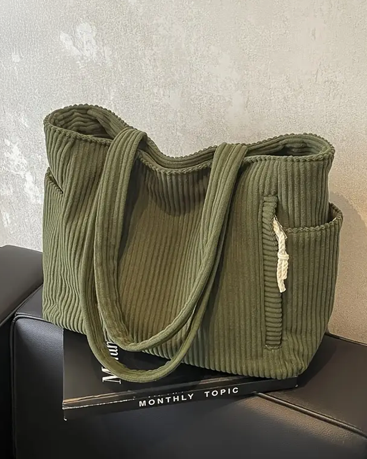 Evi | Ribbed Tote Bag with Cord Detail