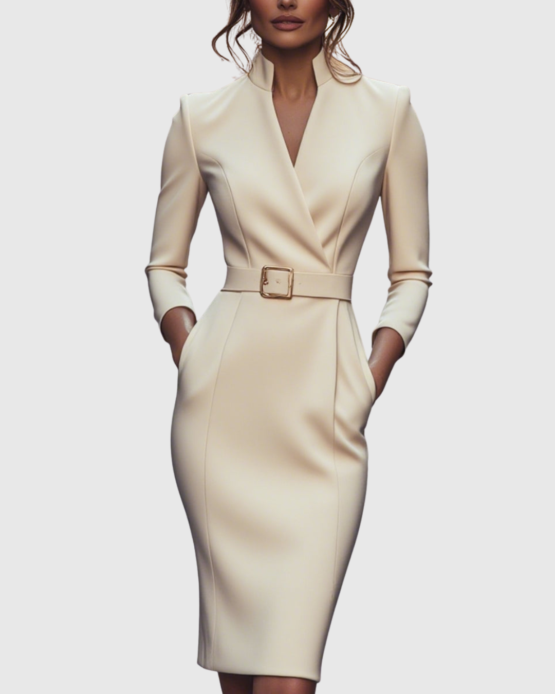 CLARA | BELTED PENCIL MIDI DRESS