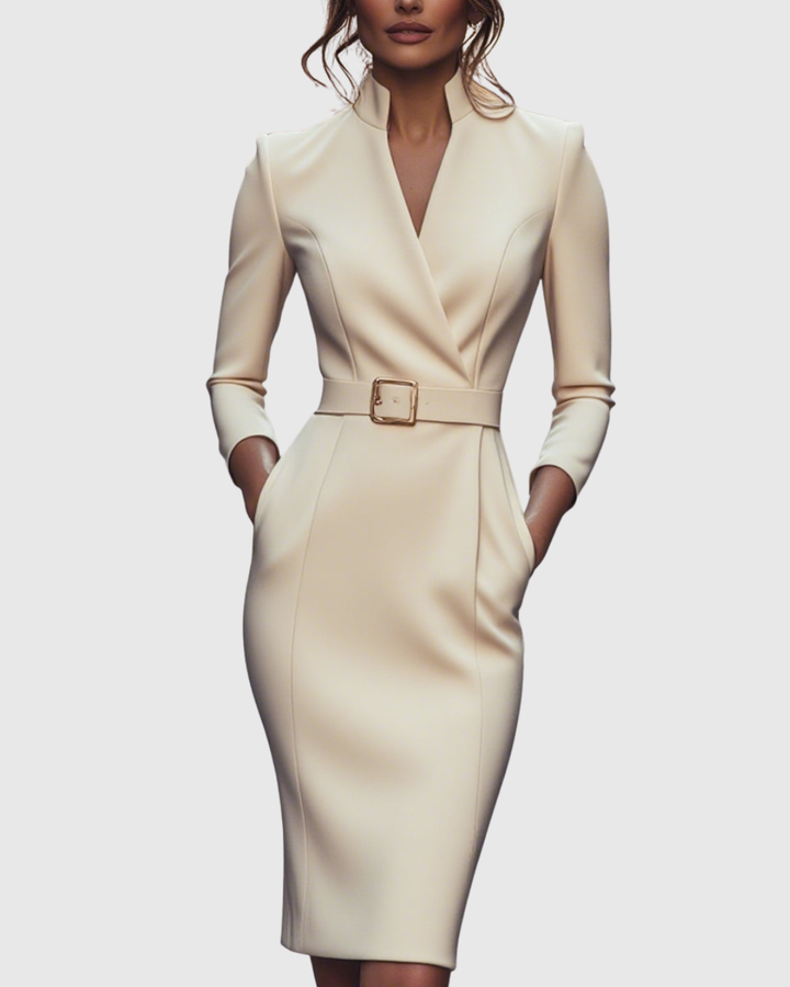 CLARA | BELTED PENCIL MIDI DRESS