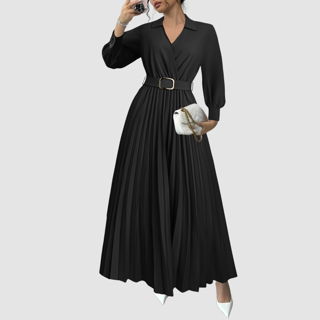 ALICIA | BELTED PLEATED DRESS