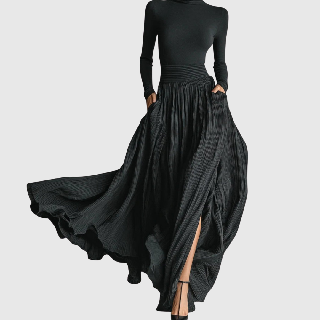 CERYNN | HIGH-WAIST MAXI SKIRT AND SHIRT ENSEMBLE