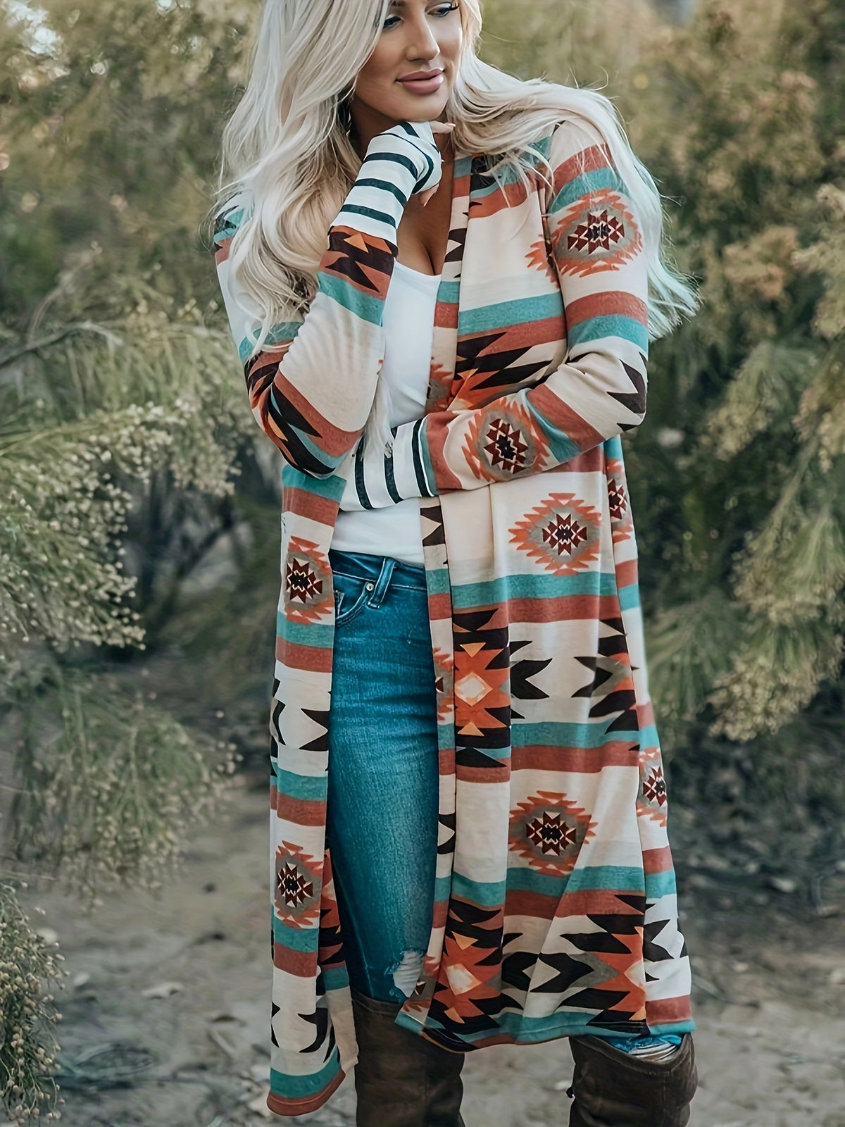 MAYA | LONGLINE PRINT CARDIGAN