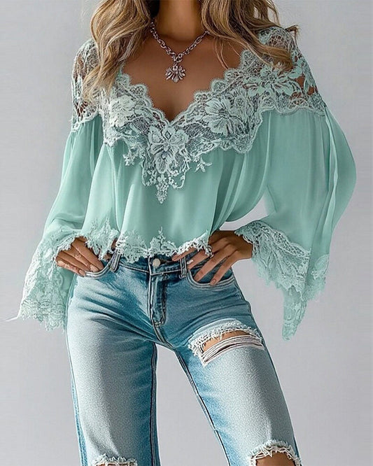 Mia | Patchwork Long Sleeve Blouse