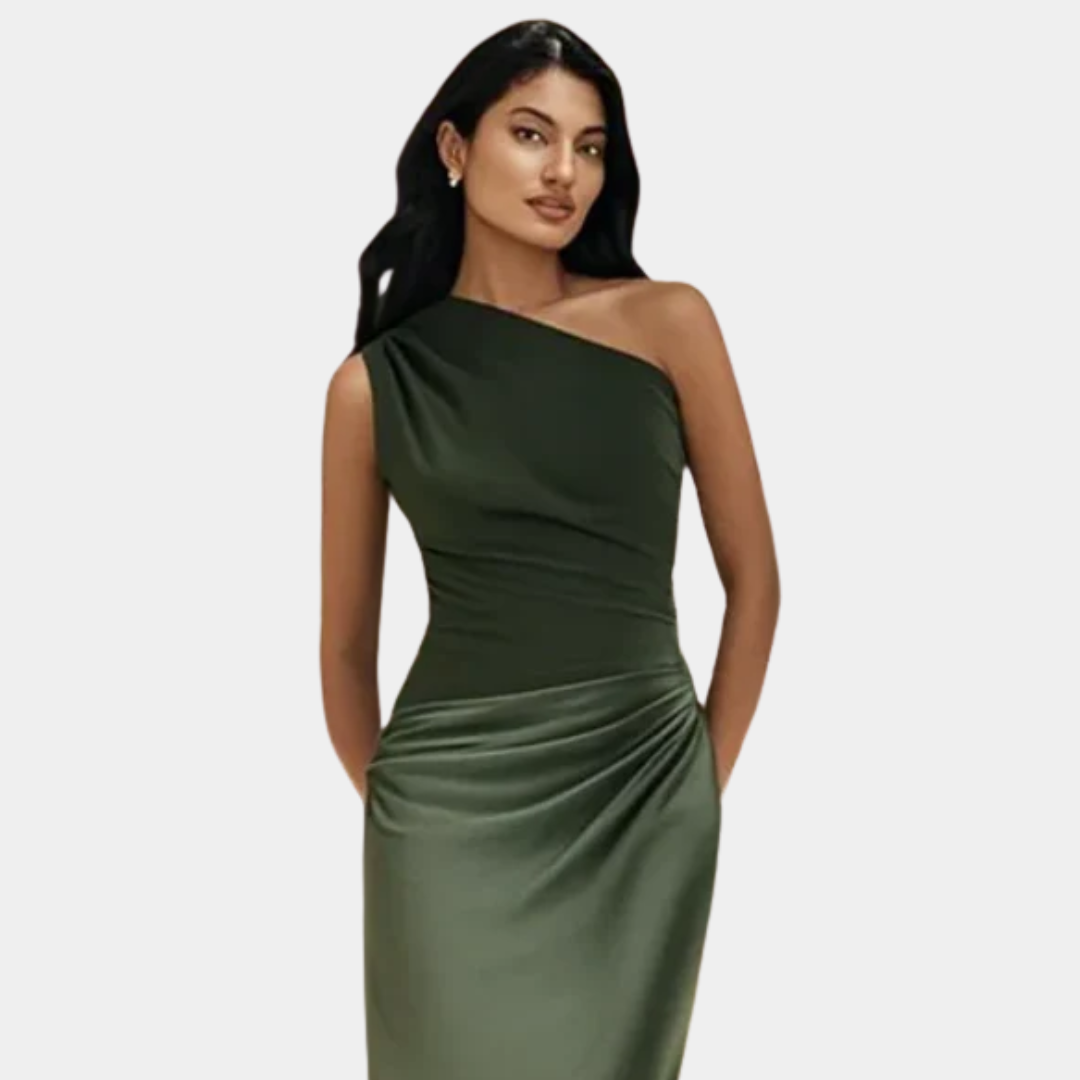 ALEIDA | SATIN ONE-SHOULDER MAXI DRESS