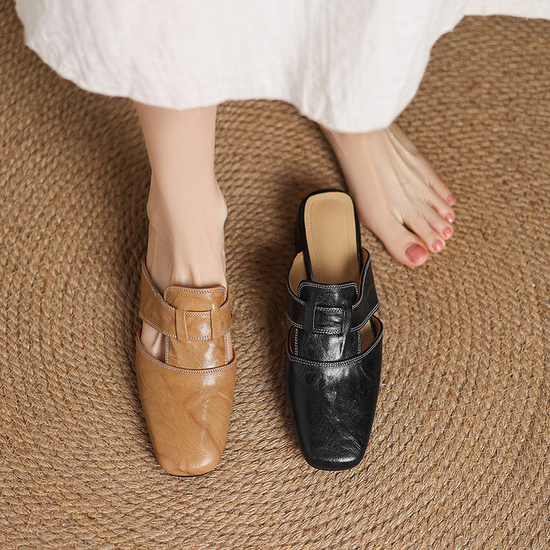 Anna Genuine Leather Mules