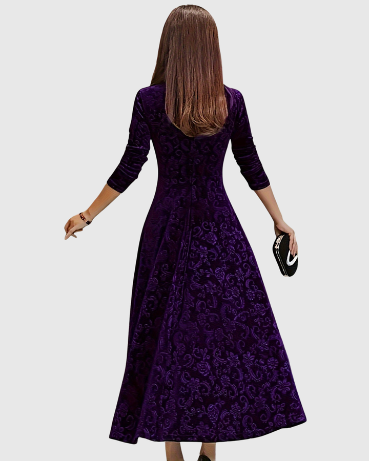 MARGARET | VELVET FLORAL MIDI DRESS