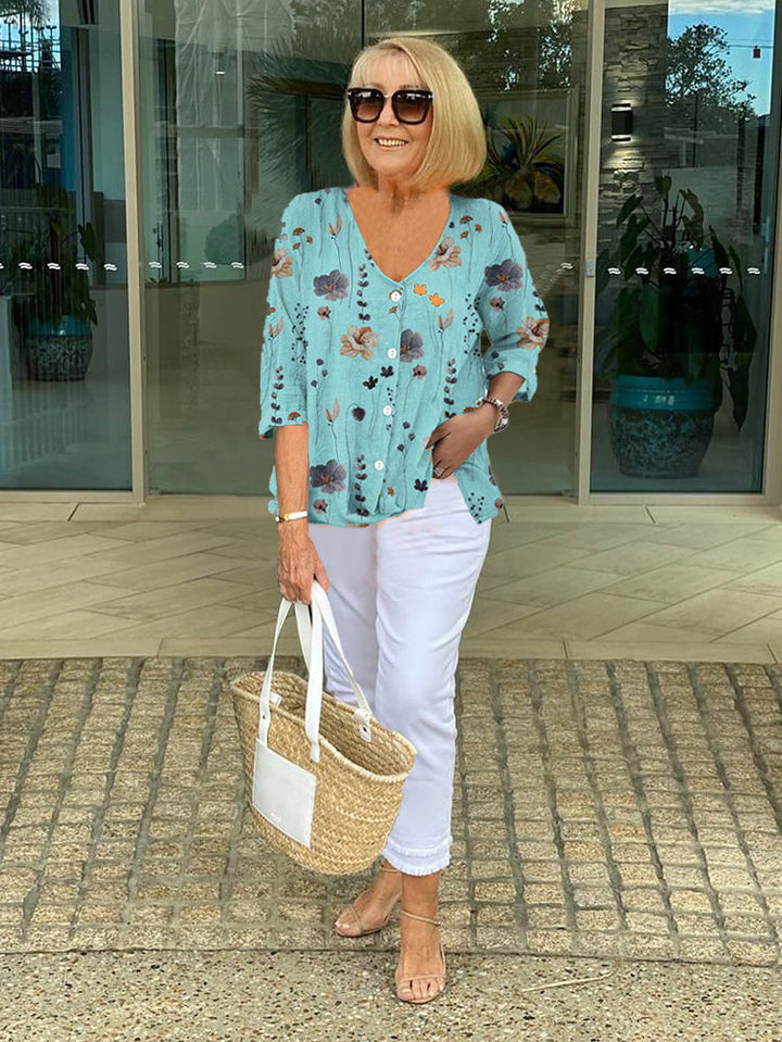 Claire | Printed Button Tunic Top