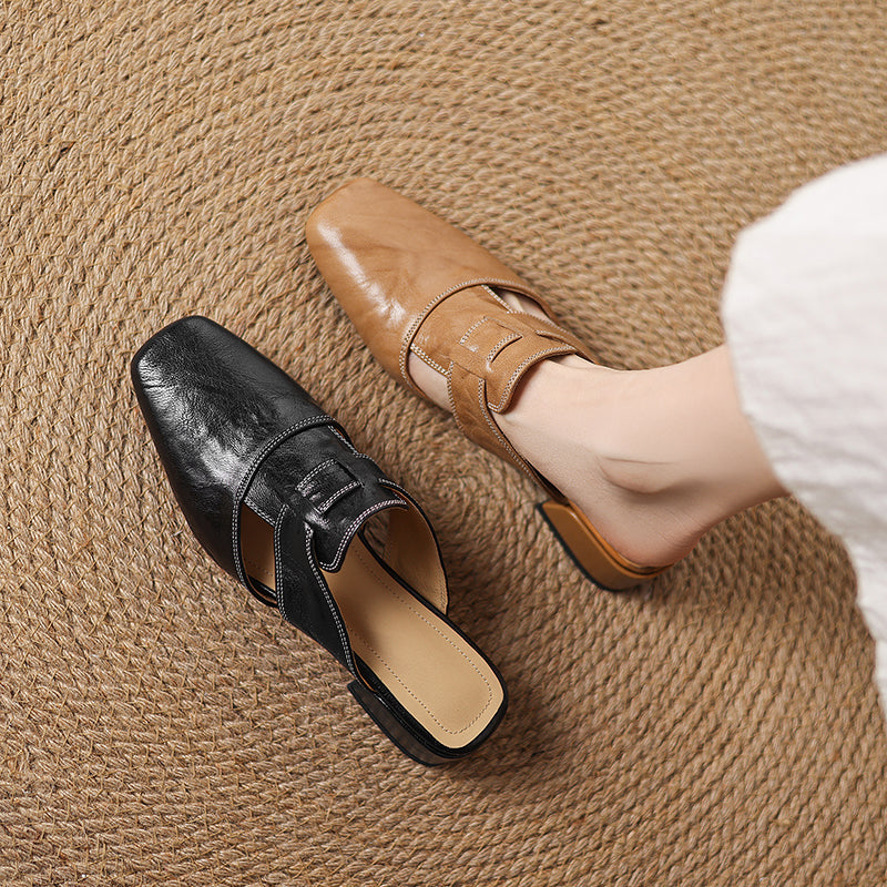 Anna Genuine Leather Mules