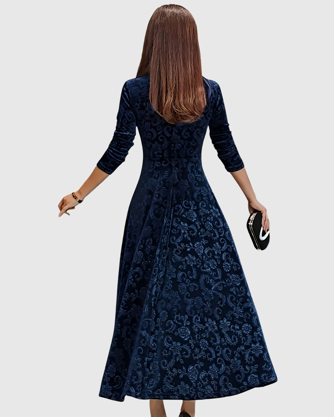 MARGARET | VELVET FLORAL MIDI DRESS