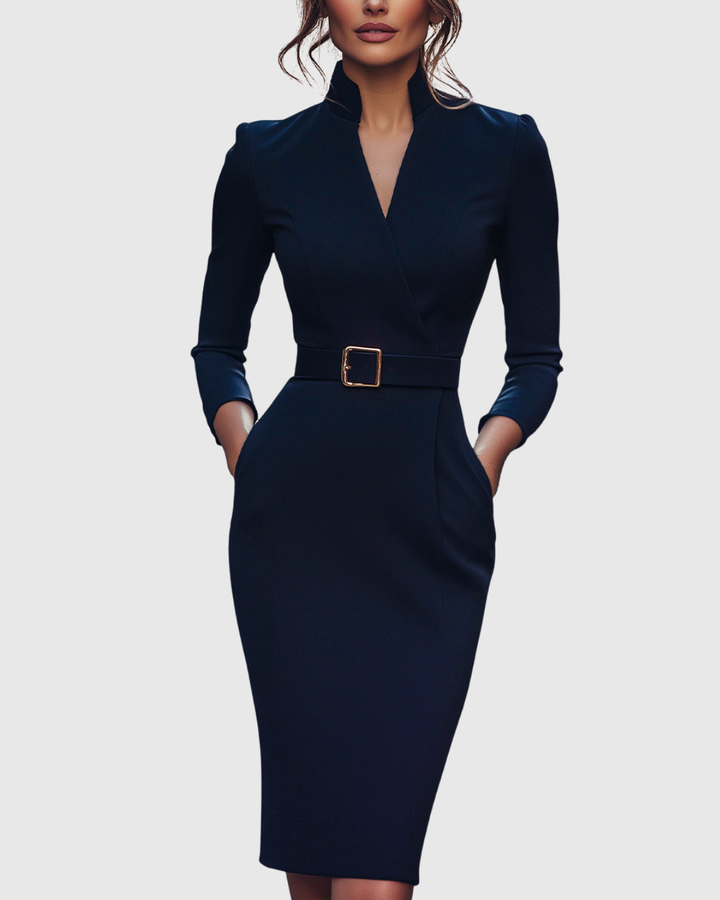 CLARA | BELTED PENCIL MIDI DRESS