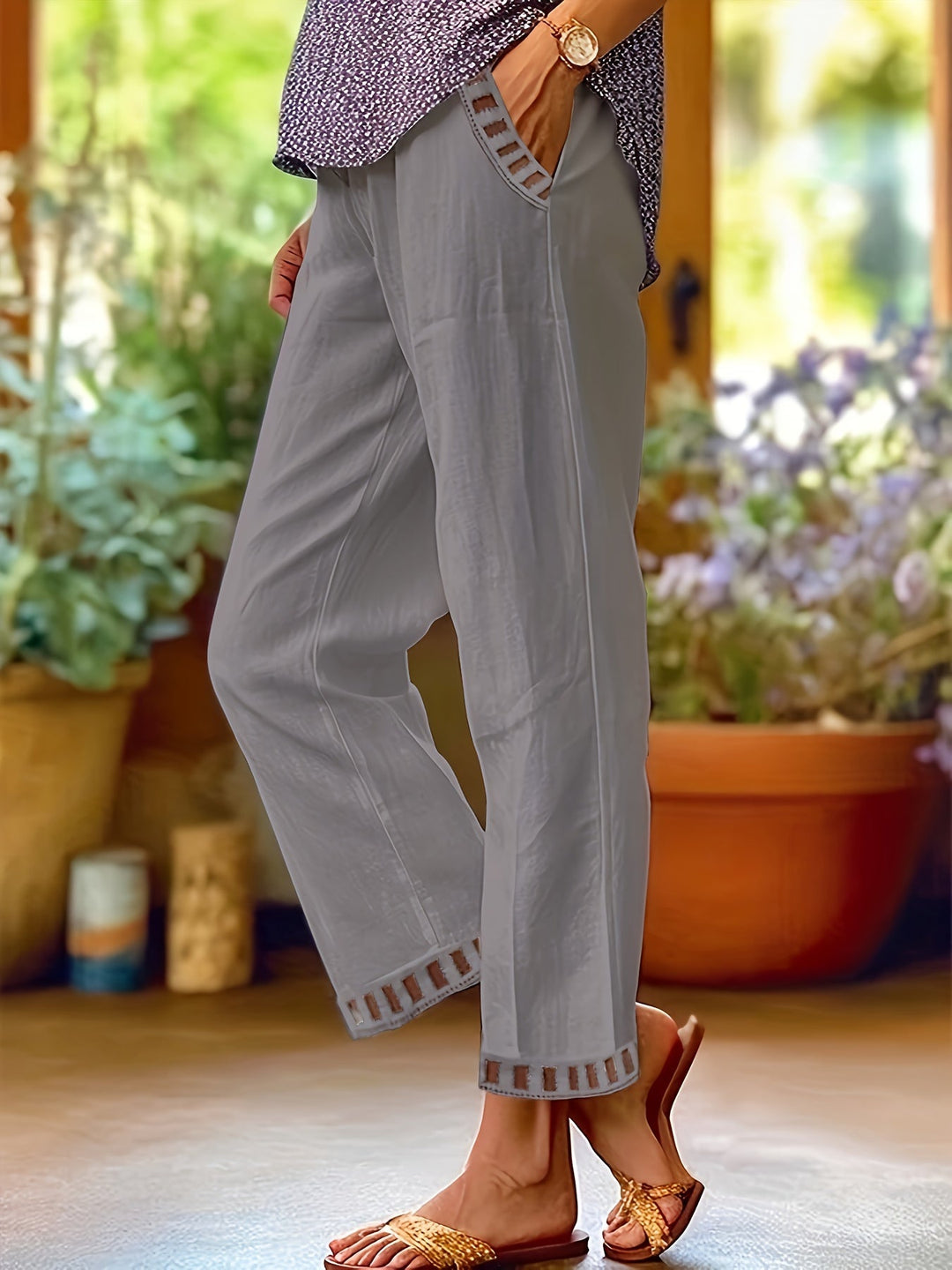 Sloane – Relaxed Contrast Trim Cropped Pants