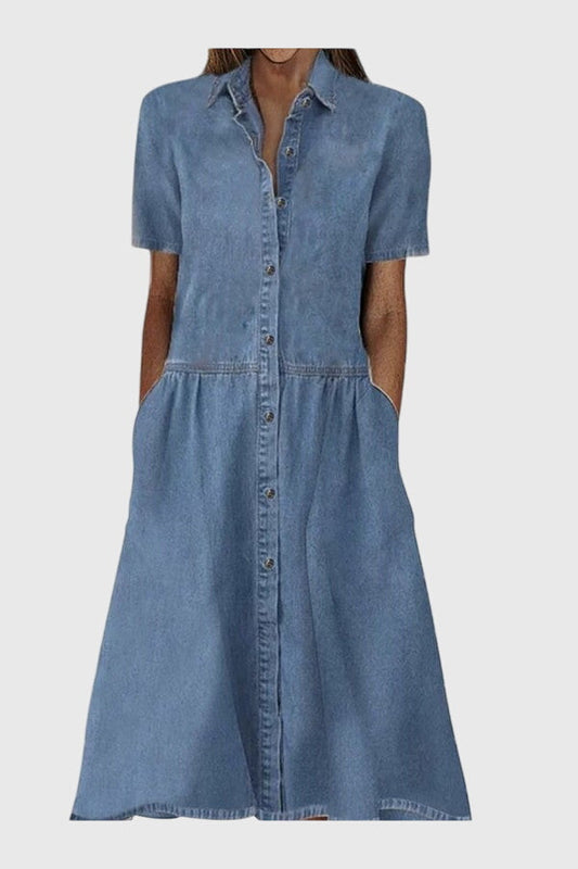 VERALYN | BUTTON-FRONT DENIM DRESS