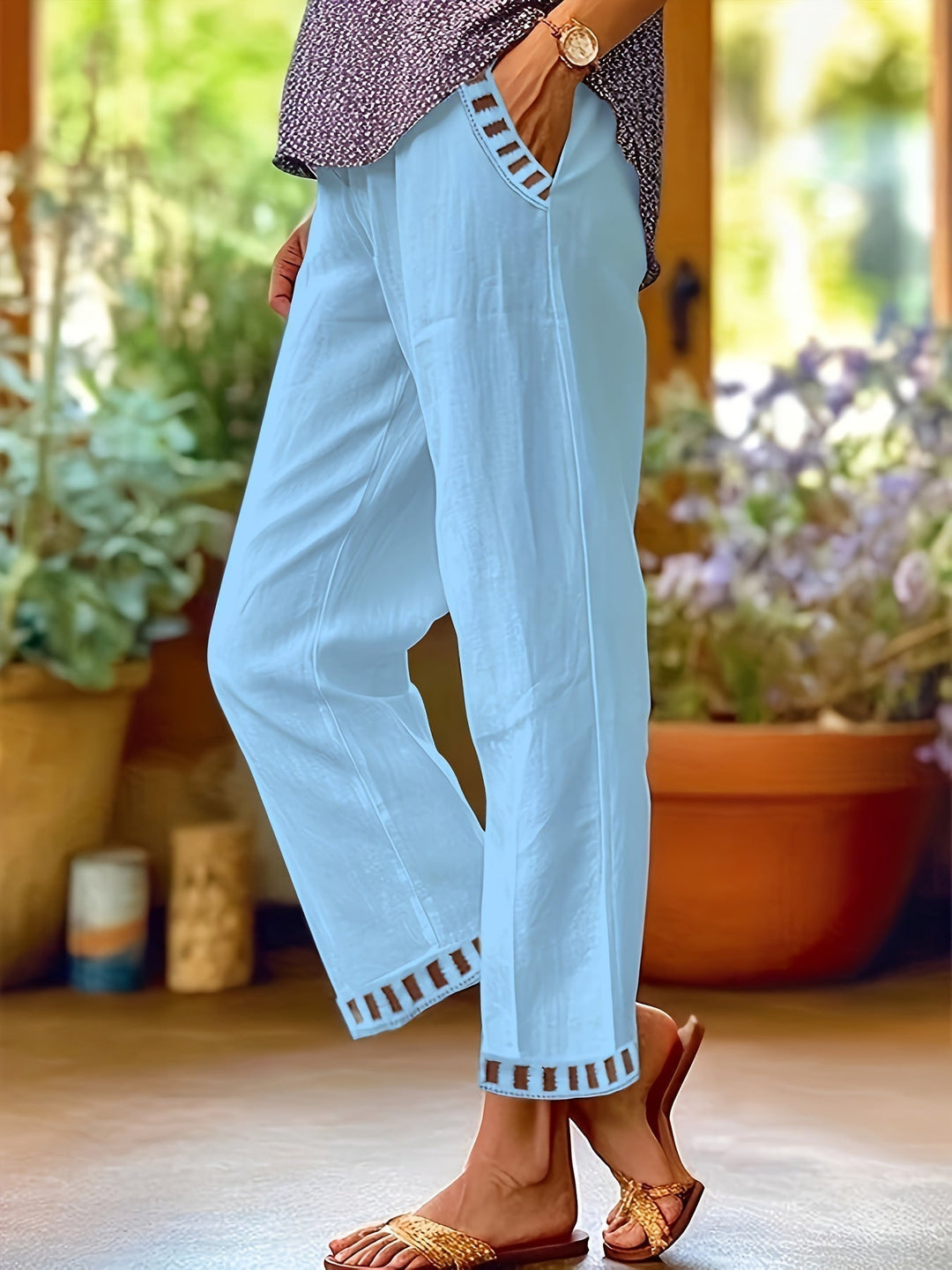 Sloane – Relaxed Contrast Trim Cropped Pants