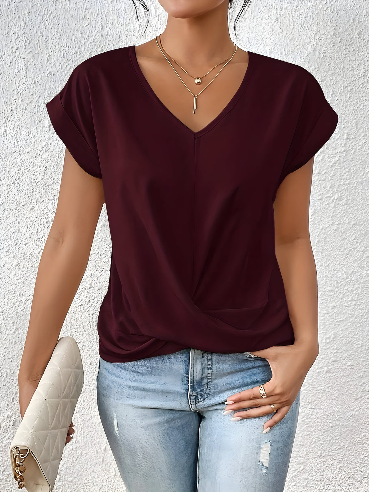Kathrina | Twist-Front V-Neck Top