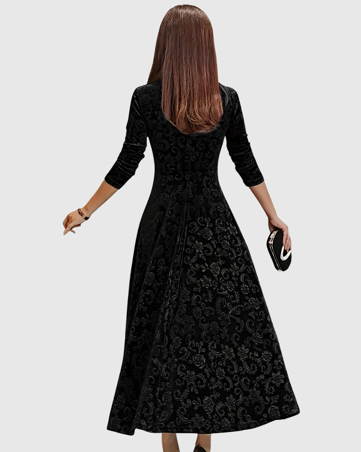 MARGARET | VELVET FLORAL MIDI DRESS
