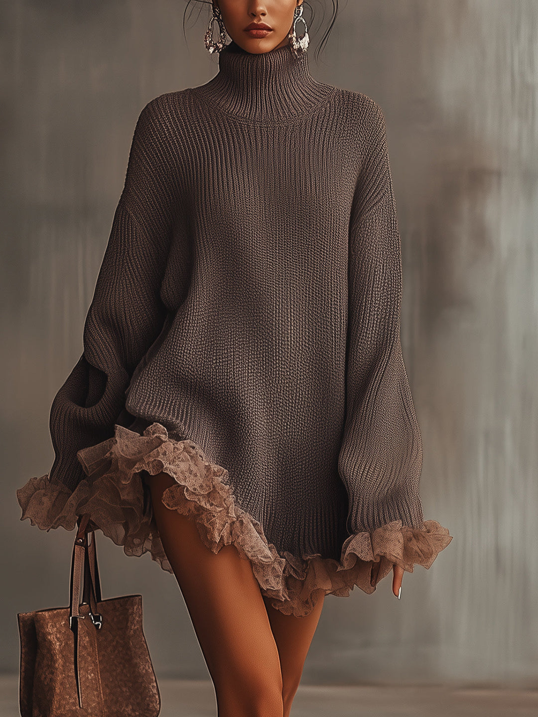 LAUREN | HIGH NECK SWEATER DRESS