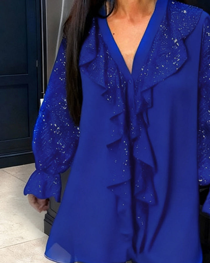 Natalie Solid Color Blouses with Ruffles