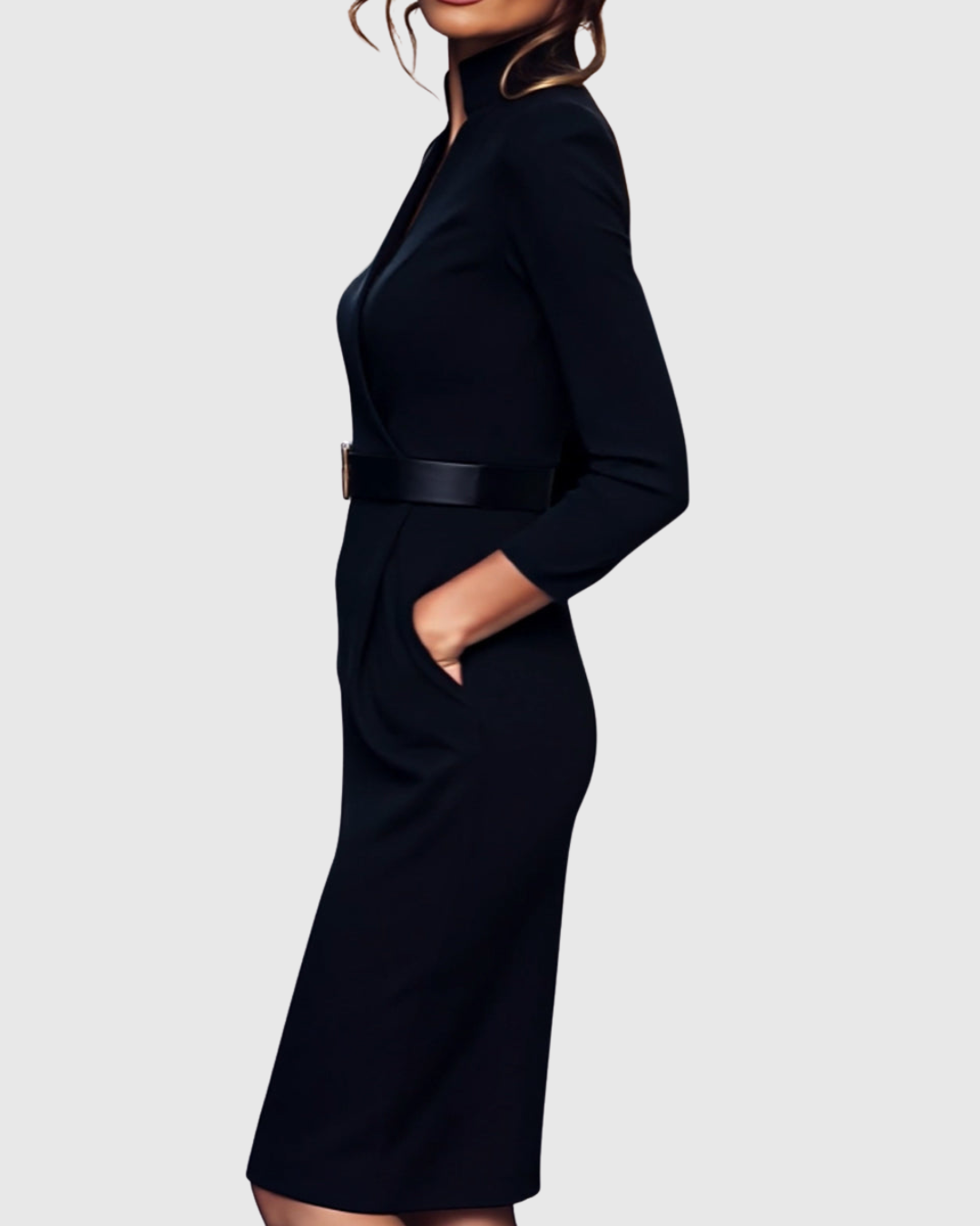 CLARA | BELTED PENCIL MIDI DRESS
