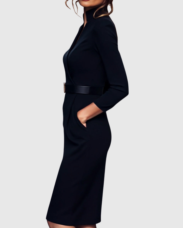 CLARA | BELTED PENCIL MIDI DRESS