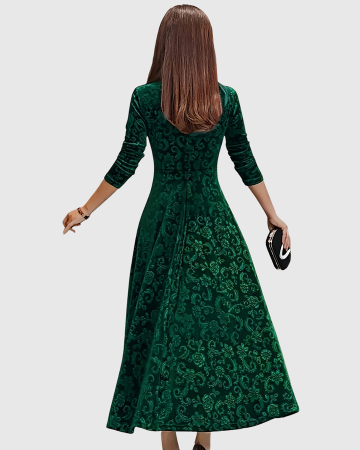 MARGARET | VELVET FLORAL MIDI DRESS