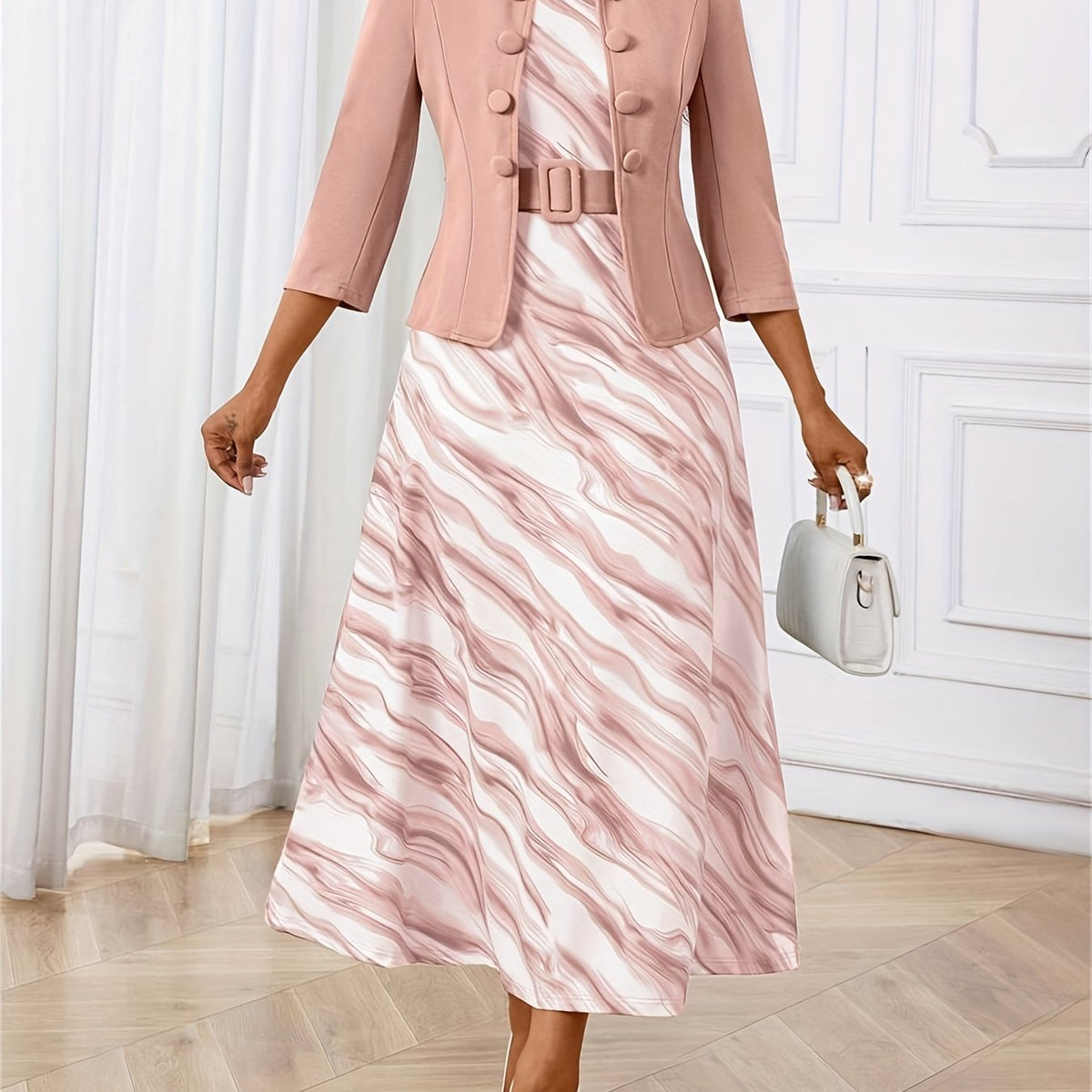 BOZENA | BELTED PATTERNED TWO-PIECE SET