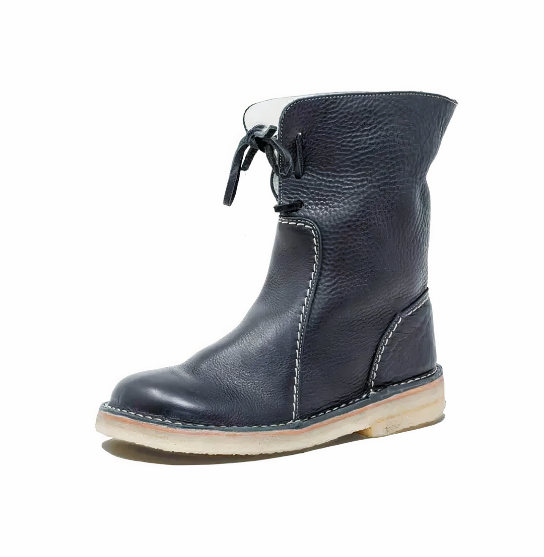 Hannah Casual Leather Mid-Calf Boots