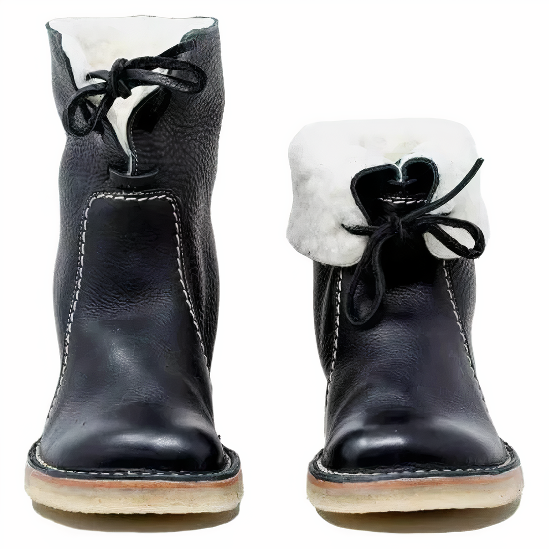 Hannah Casual Leather Mid-Calf Boots