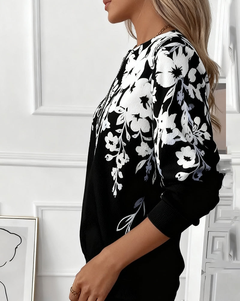 MARCI | FLORAL HALF-ZIP TOP
