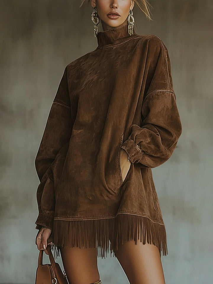 VERA | FRINGE TURTLENECK DRESS