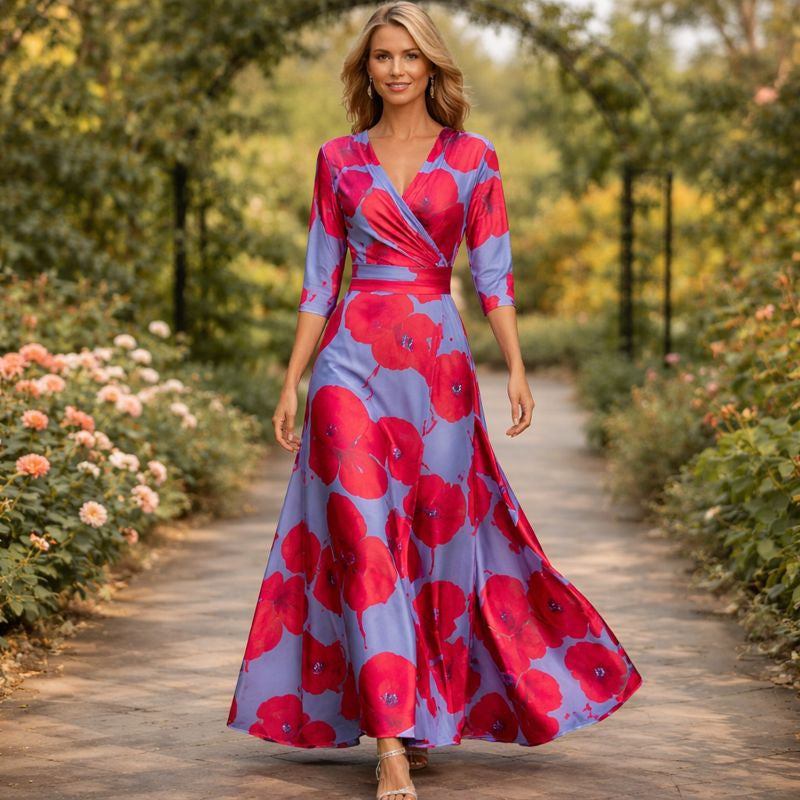 Virelia | Wrap-Style Flowing Maxi Dress