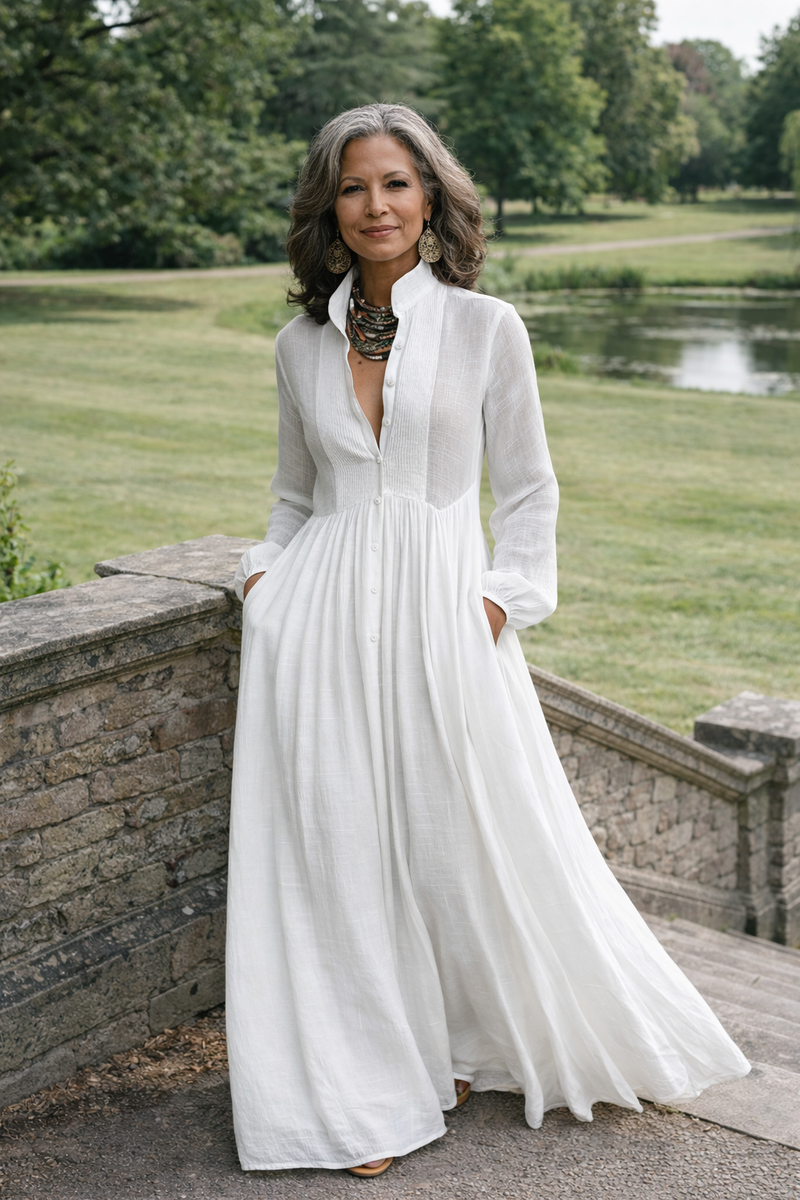 Azaria | Flowing Button-Front Maxi Dress