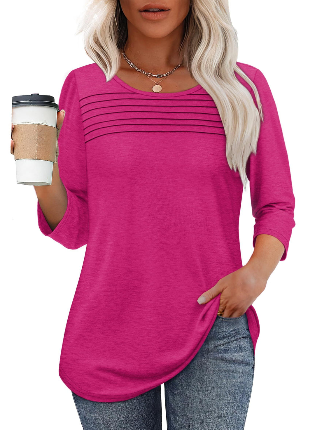 Brooklyn | Pleated 3/4 Sleeve Top