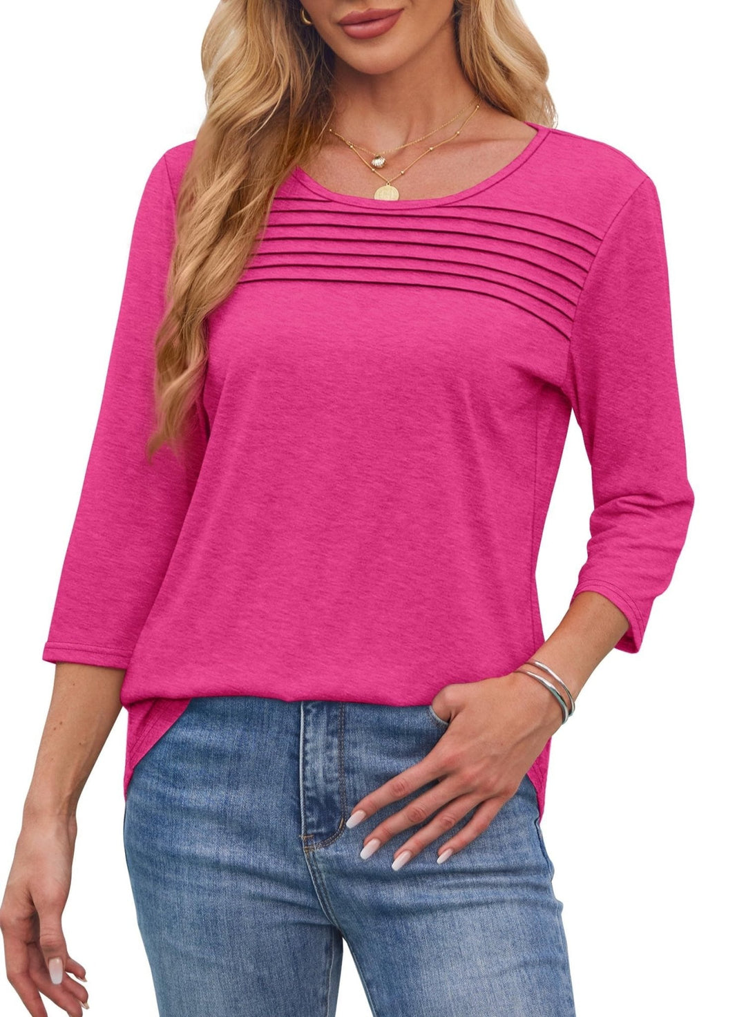 Brooklyn | Pleated 3/4 Sleeve Top