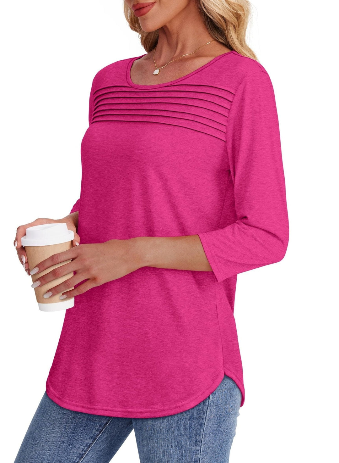 Brooklyn | Pleated 3/4 Sleeve Top