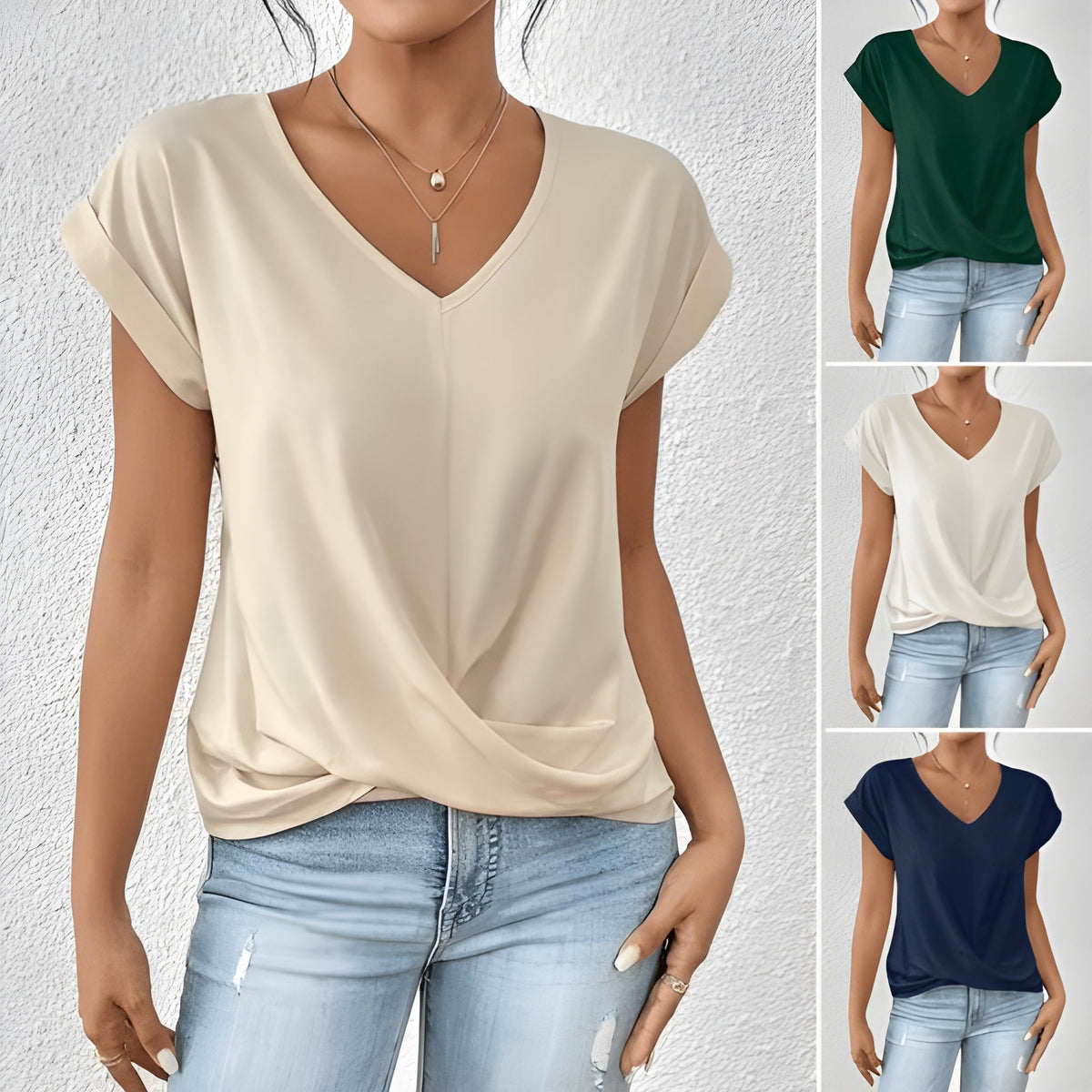 Evelyn | Twist Front V-Neck Top
