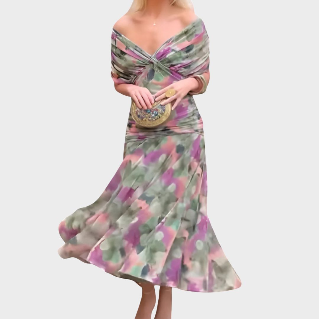 JADA | DRAPED OFF-SHOULDER DRESS