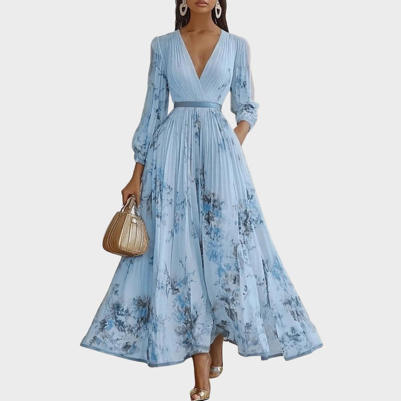 LINDA | ELEGANT PLEATED MAXI DRESS