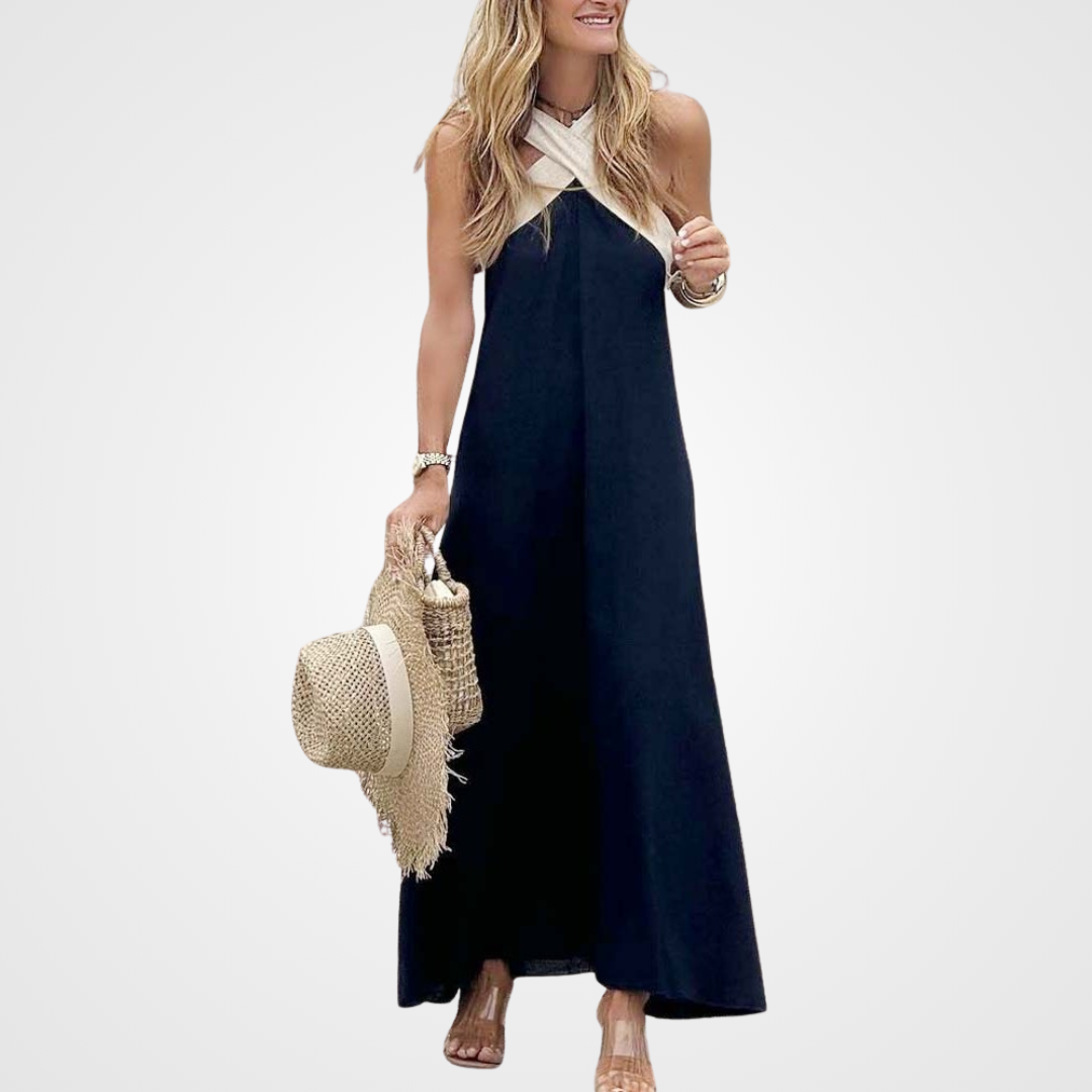 ORELLA | CROSS-NECK MIDI DRESS