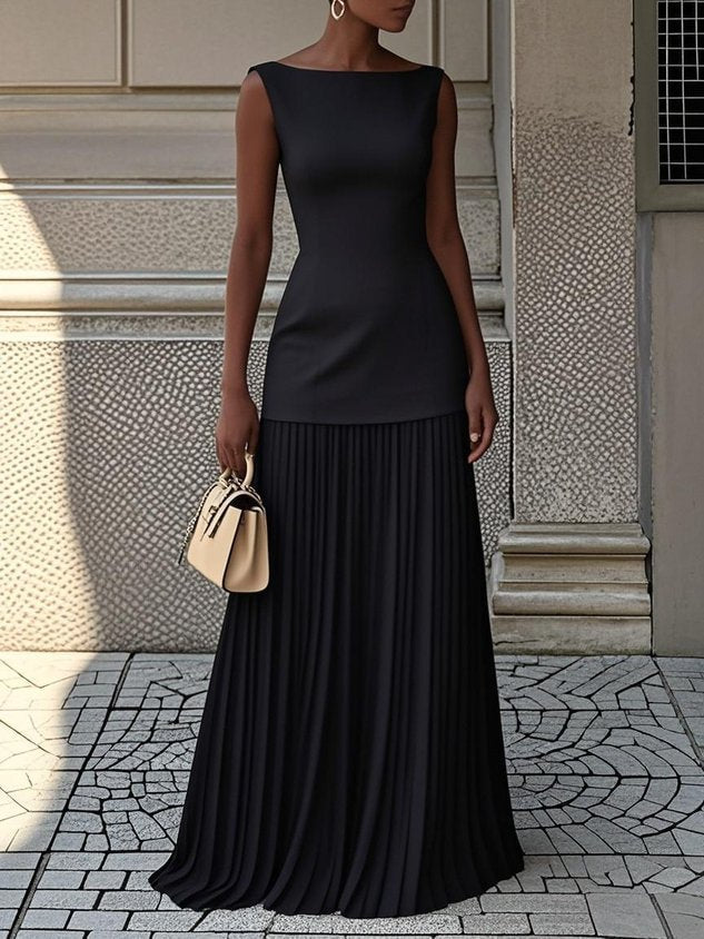 MARIA | SLEEVELESS PLEATED DRESS