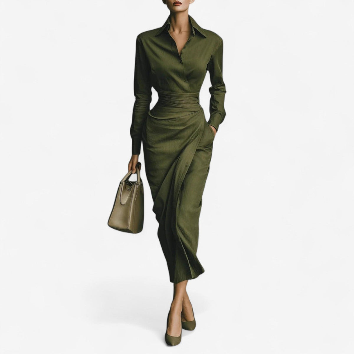 ELOISE | TAILORED SATIN WRAP DRESS