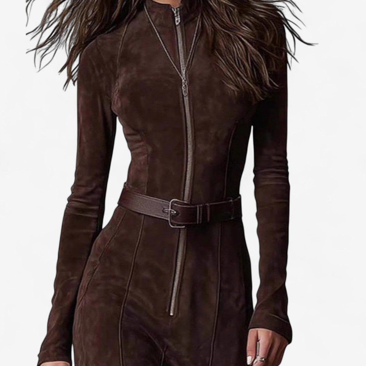 AURELIA | HIGH-SLIT SUEDE DRESS