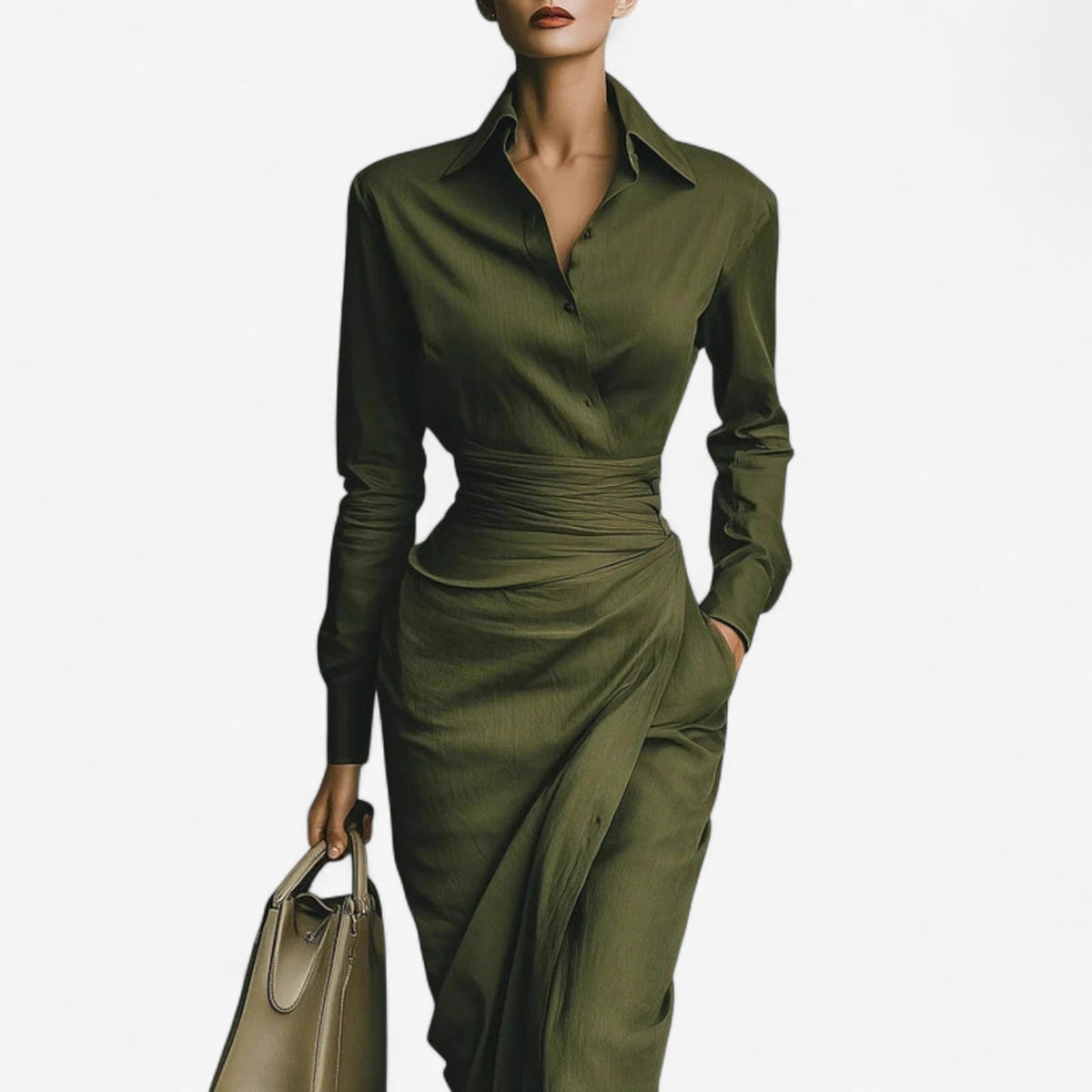ELOISE | TAILORED SATIN WRAP DRESS