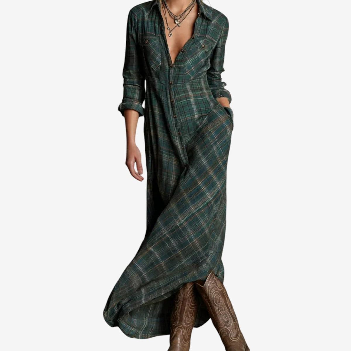 LENORA | TARTAN MAXI DRESS