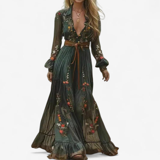 LENORA | EMBROIDERED MAXI DRESS