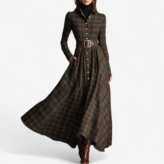ARLETTE | BELTED PLAID DRESS