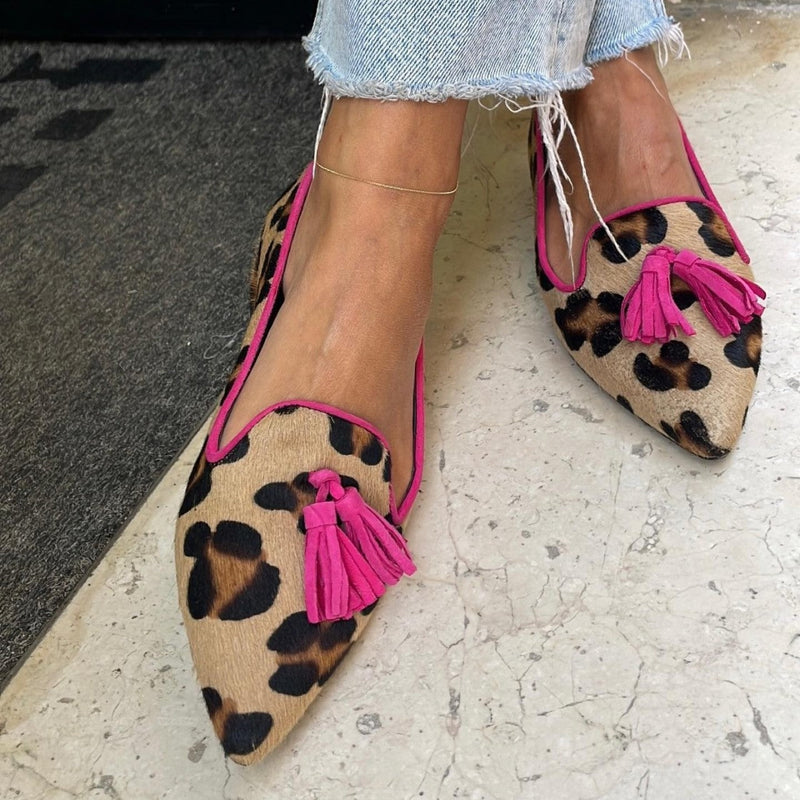ISABELLA | ANIMAL PRINT BALLET FLATS WITH CHIC TASSELS