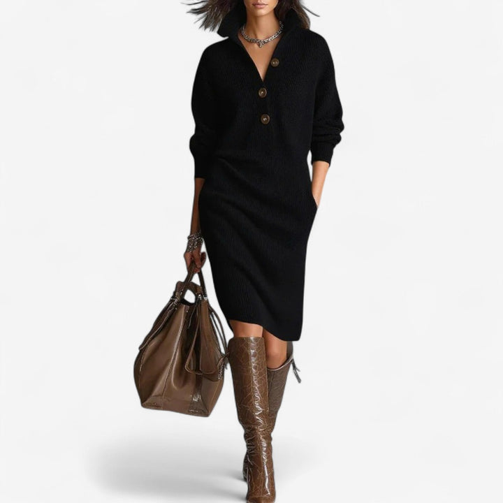 SUZY | DRAPED NECKLINE DRESS