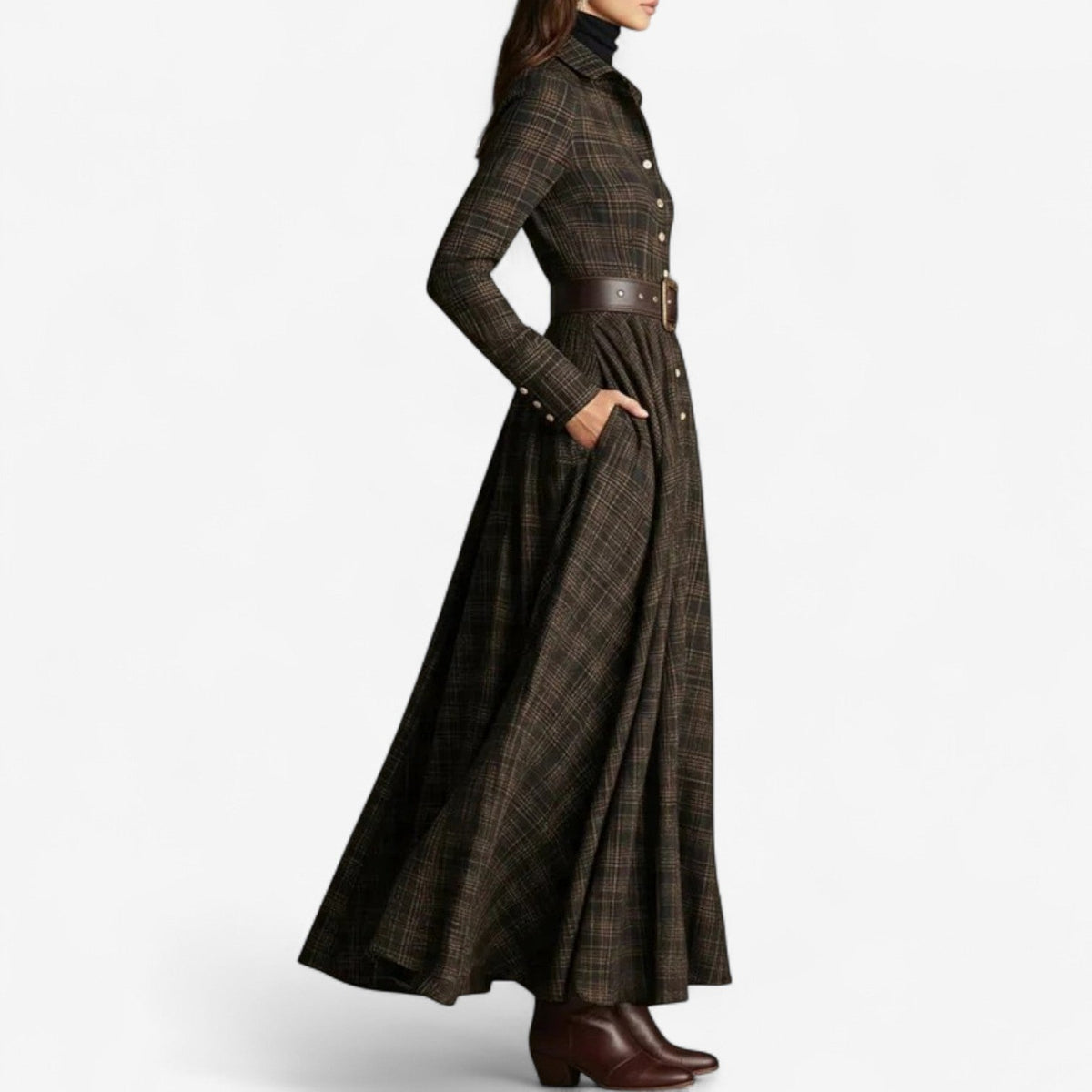 ARLETTE | BELTED PLAID DRESS