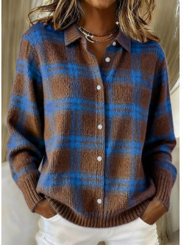 Olivia – Soft Hoodie Blouse with Check Pattern